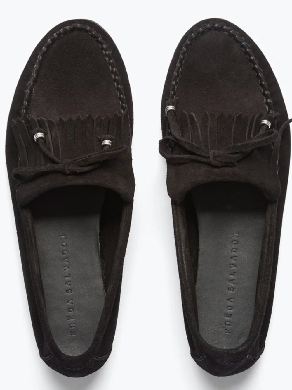 Freda Salvador Black Suede Celeste Fringe Loafer
